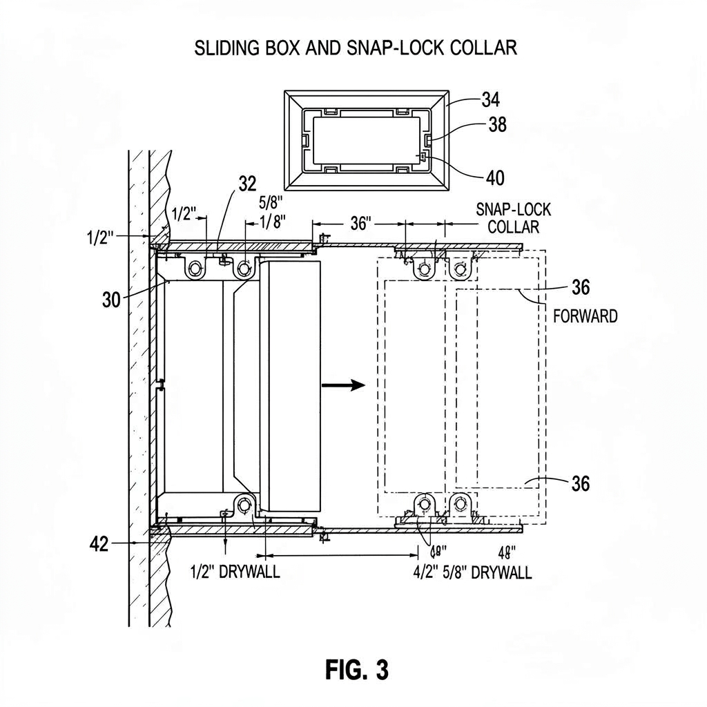 FIG. 3 — Sliding box + collar, patent figure concept